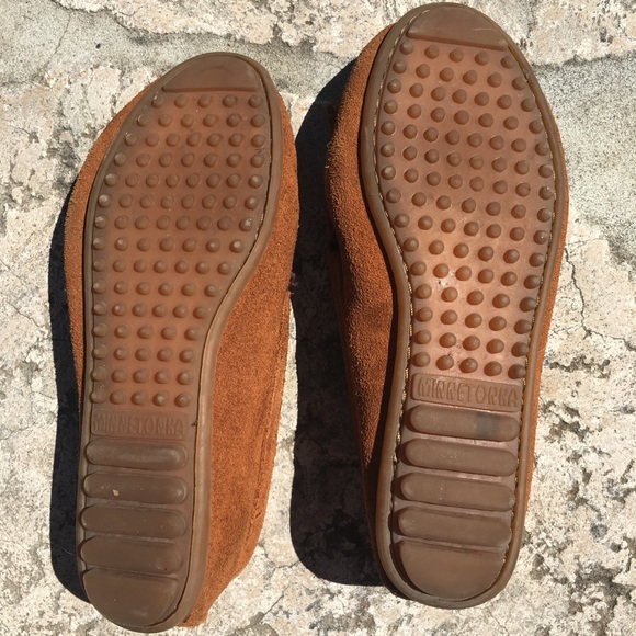 Minnetonka Kilty Suede hardsole moccasins, brown - Picture 5 of 8
